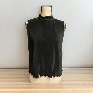 Rachel Zoe Black Accordion Pleated Top